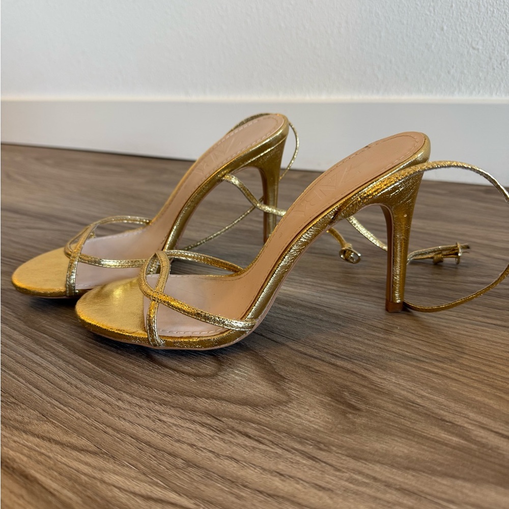 Brand new Zara Gold Strappy Heels